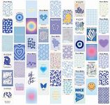 Create a Serene Blue Room Aesthetic with Minimalist Wall Art - 50-Piece Danish Pastel Wall Collage Kit - Minimalist Decor Aesthetic Posters for a Clean and Stylish Look - Matisse Inspired Prints for Artistic Room Aesthetic - Perfect for Dorm Wall Decor and Room Transformations(Blue)