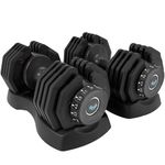 BRAINGAIN 15-in-1 Adjustable Dumbbells Set 24kg Pair | Space Saving Adjustable Weights for Home Gym | Multiple Dumbbells in One | Smart Click Technology