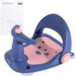 Bebamour Baby Bath Seat 6 Months Plus Folding Stand Baby Bath Tub with Strong Suction Spray-Designed Baby Bath Support Non Slip Bath Chair for Baby, Dark Blue