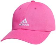 adidas Kids-Boy's/Girl's Ultimate Washed Cotton Relaxed Adjustable Fit Cap, Pulse Magenta Pink/White, One Size