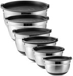 COOK WITH COLOR Mixing Bowls with Airtight Lids - 12 piece Stainless Steel Metal Nesting Storage Bowls, Non-Slip Bottoms (Black)