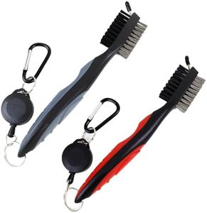 Golf Club Brush and Golf Club Groove Cleaner 2 in 1 with Magnetic Keychain Oversized Golf Brush Head and Retractable Spike Super Non-Slip Handle Comfortable Grip Golf Club Cleane (2 Pacl)
