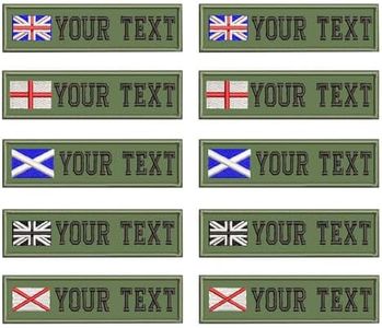 Custom Military Name Patches, Personalised Embroidered Flag Name tag for Clothing, British Name Patch Hook and Loop