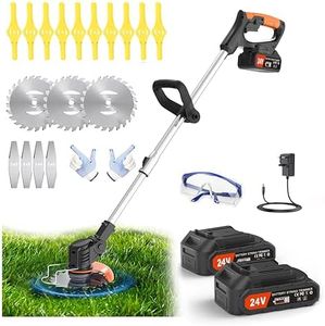 Erzneaoch Metal Blade Cordless Strimmer 21v Grass Trimmers Easy to use, 3.2LBS weight Grass Trimmer For Lawns and Farmland, DIY Garden, Lawn Care (Black)