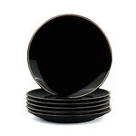 Shay Quarter Plates Set of 6, Black Gold Goldline Series | Glossy Finish | Snacks Plates Set of 6 | Dessert Plates | Snack Plate | Small Plates (Quarter Plates - Black Gold)