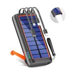 Solar Charger Power Bank 61200mAh, Built in Hand Crank and 4 Cables PD 15W QC3.0 Fast Charging, Type C Input/Output, SOS LED Camping Flashlight, Solar Portable Charger orange
