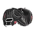 WILSON Mens Catcher Baseball Glove, 33.5" - Black/White/Red SuperSkin Glove, 33.5 US