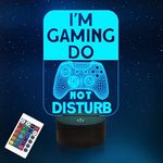 Do Not Disturb I'm Gaming Night Light,Gamepad Graphic Video Games Gamer Gift Funny 3D Illusion Lamp 16 Colors Changing Touch & Remote Control for Men Teenagers and Kids