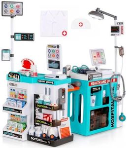 Kiddokidz Kids Doctor Playset Medical Station, Pretend Hospital Toy with Dentist, Pharmacy & Checkout Counter, Doctor Kit with Medical Accessories, Educational Role Play Toy for Toddlers, Blue