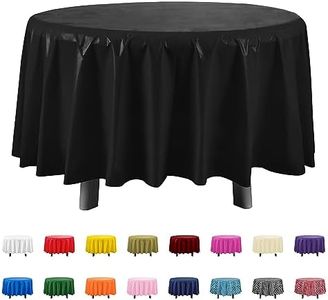 Eleclassi Black 12 Pack Premium Round Disposable Plastic Tablecloth - 84 Inch Round Plastic Table Cloths for Parties Disposable Tablecloth - Round Plastic Tablecloth - Black Round Tablecloth