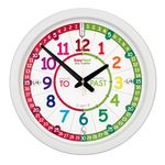EasyRead Time Teacher Kids Wall Clock - Learn The Time Children's Clocks - Teaching Clocks For Children For Classroom, Bedroom, Home-schooling - Learning Clock For Kids With Rainbow Face (35cm)