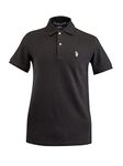 U.S. Polo Assn. Men's Solid Polo With Small Pony, Black/Light Grey, Large