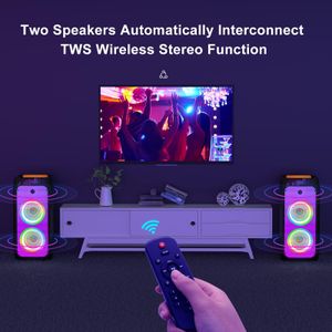 JYX Karaoke Machine with 2 Wireless Mics – 500W Bluetooth Party Speaker with LED Lights, USB/AUX/SD/TWS