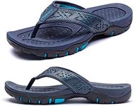 KIIU Flip Flops for Mens Thong Sandals Men Summer Shoes Arch Support(7.5M Blue)