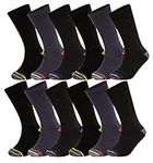 Men's Work Socks Pack Of 12 Breathable Resistant Design | Stretch Fit Heavy Duty Reinforced Heel and Toe.