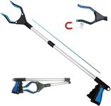 FiPlus PowerGrip T9, Grabber Tool, Wide Jaw, Foldable, Steel Cable, with 96 Grip Points for Firm Grip, 32" with Magnet,