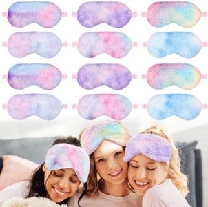 Cuffbow 12 Pcs Plush Sleeping Eye Masks for Sleep Bulk Comfortable Sleep Eye Cover Sleep Mask for Kids Women Men Soft Furry Eye Blindfold Faux Fur Eye Shade for Travel Nap Sleepover Party Supplies