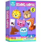 KRAFUN My First Sewing Animal for kids, Beginner Art & Craft, Includes 5 Easy Projects Stuffed Stitch Animal Dolls, Keyring Charms, Instructions & Felt Materials for Learn to Sew, Embroidery Skills