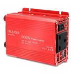 Yinleader Power Inverter 500W DC 12V to 240V AC Dual USB UK Socket car cigarette adapter converter - Red