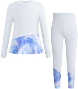 JiAmy Girls Athletic Sets 2 Piece Tie Dye Patchwork Activewear Tracksuits Kids Leggings Sweapants Outfits 5-10 Years