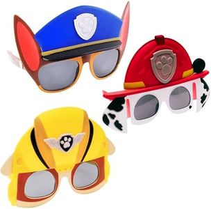Sun-Staches Paw Patrol Boys Sunglasses 3 Pack | Dress Up | Theme Party Attire | Photo Ops | Includes Chase, Marshall, & Rubble