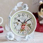 SWEET HOME European Style White Flowers Vintage Iron Table Desk Clock Wedding Decor