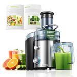 Juicer Machines, FOHERE 800W Juicer Whole Fruit and Vegetables, Quick Juicing Easy to Clean, 75MM Large Feed Chute, Dual Speed Setting and Non-Slip Feet, Silver