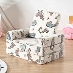 HIGOGOGO Toddler Couch 2 in 1, Kids Chair Folding, Glow in The Dark Kids Sofa, Sleeper Sofa for Boys Girls-Extra Soft, Foldable, Recliner, Gifts for Kids, White Car