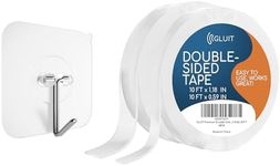 GLUIT Home Organization Combo Pack - Heavy Duty Hooks Medium 20 Pack and Double Sided Tape 10+10 FT (2 rolls)