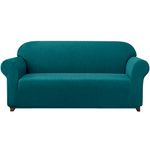 subrtex 1-Piece Stretch Sofa Cover 2-Seaters Spandex Jacquard Fabric Slipcovers for Couch, Armchair, Machine Washable (Loveseat, Teal)