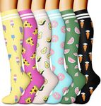 CHARMKING 6 Pairs-Compression Socks for Women & Men Circulation Best Support for Nurses, Running, Athletic,Flight Travel, 15 Yellow/Rose/Khaki/Cyan/Green/Black, Large-X-Large