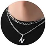 WEDDINEN Silver Initial N Necklace 