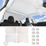 EVPEIWE Tesla Model 3 Glass Roof Sunshades, 2 in 1 Ice Crystal Front & Rear Window Sunshades with Relective Silver Dots for 2021-2024 Model 3, Sunroof Shade UV/Sun Protection Heat Insulation