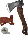 Camping Axe and Hatchet -11" Forged Carving Axe with Leather Sheath, Bushcraft Hatchet Small Axe Survival Hatchet for Woodworking