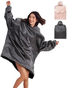 Kitsch Glazey - Satin Wearable Blanket Hoodie with 2 Pockets | Soft & Frictionless Snuggies for Women | XL Sweater Blanket, Charcoal, One size