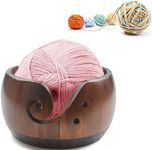 Joyeee Wooden Yarn Bowls for Knitting, Handmade Yarn Storage Bowl for DIY Crocheting Home Decor, Home Needlework Yarn Holder Accessories Kit for Women, Large Wool Woven Round Bowl, 6 * 3.1 Inch