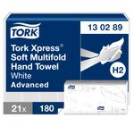 Tork Xpress Soft Multifold Paper Hand Towels White H2, Advanced, 2-ply, Absorbent, 21 x 180 hand towels, 130289