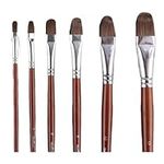 6pcs Weasel Hair Long Handle Filbert Paint Brush Set for Oil Acrylic Gouche Watercolour Painting