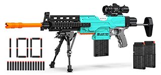 Automatic Toy Gun for Nerf Guns Sniper with Scope, 3 Modes Toy Foam Blasters&Guns with Bipod, 2Clips, 100 Bullets, DIY Toy Guns for Boys Girls Age 8-12, Kids Toy Gifts for Birthday Halloween Christmas