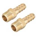 sourcing map Brass Fitting Connector Metric M12-1.25 Male to Barb Fit Hose ID 8mm 2pcs