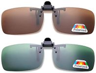 Skyzone 2PCS Flip Up Clip On Sunglasses - Tea & Green Polarized Lenses for Prescription Glasses - Men & Women UV Protection Eyewear for Holidays - Easy Clip-On, Safe Driving Accessory