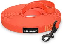 Looxmeer Training Lead for Dogs, 10m(33ft) Extra Long Line Dog Lead, Waterproof Dog Leash with Soft Padded Handle & Storage Bag for Training Recall Obedience, Tracking, Camping Play, Backyard, Orange