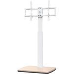 FITUEYES TV Floor Stand White Wood Base for 32-70 Inch, Tall TV Stand with 60° Swivel & Height Adjustable, Universal TV Mount Max VESA 600x400mm Holds 40kg