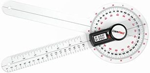 GemRed 12" Digital Goniometer 360 Degree Physical Therapy Plastic Protractor for Joint Range of Motion ROM Measurement (White & Red buttons)