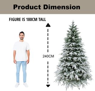 8ft Lapland Fir Flocked Christmas Tree – Snowy Artificial Holiday Decor