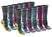 Dickies Women's Dri-tech Moisture Control Crew Socks Multipack, Black Heathered (12 Pairs), Shoe Size: 6-9