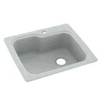 Swan KSSB-2522-053 25-in D x 22-in W x 9.5-in H Solid Surface Dual Mount Single Bowl Kitchen Sink with 1-Hole in Tahiti Gray