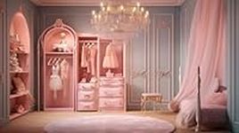 A Pink Room with A Chandelier and C