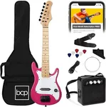 Best Choice Products 30in Kids Electric Guitar Beginner Starter Kit w/ 5W Amplifier, Strap, Gig Bag, Strings, Picks - Pink Sparkle