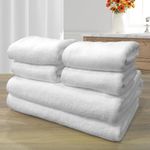 LABHAM - Hotel Premium 700GSM, Pure Cotton, Super Soft, Anti Microbial, Bath Towel (75cm x 150cm) & Hand Towel (40cm x 60cm), Pack of 6 - White